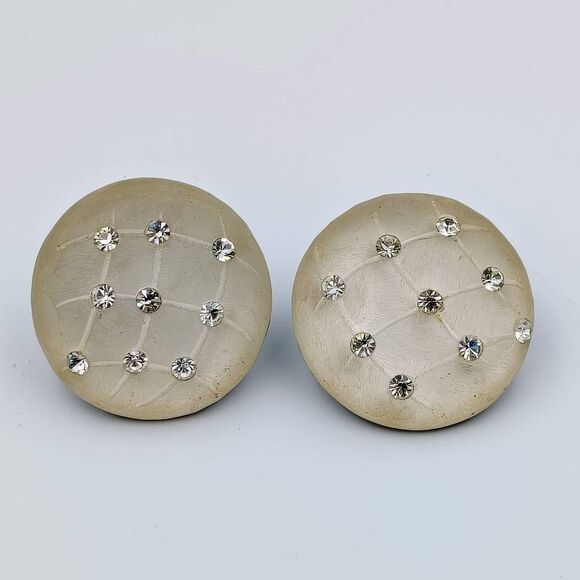 Vintage Kaso Womens Embellished Dome Clip-on Non-Pierced Earrings Silver-tone OS - Picture 2 of 6